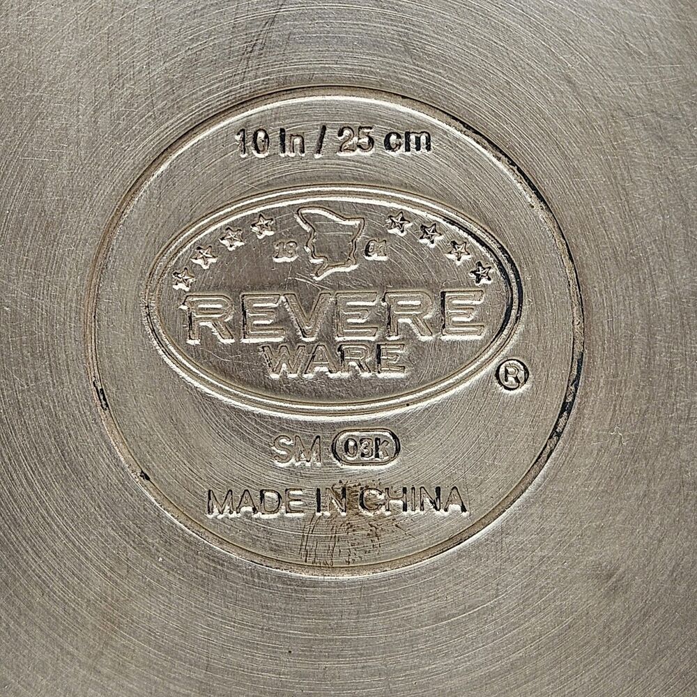 Revere Ware 10in Polished Ellipse Copper Disk Sauté Skillet Frying Pan SM 03k - Picture 3 of 10